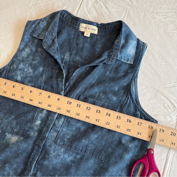 Cloth & Stone Bleach Wash Chambray Button Down Sleeveless Tank Shirt Med (ff) - Picture 10 of 13